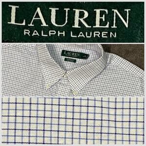 Lauren Ralph Lauren 18X 34-35 Black BlueTattersol Oxford Button Down Long Sleeve